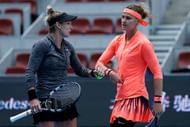 BEIJING, CHINA - OCTOBER 09:  Bethanie Mattek-Sands of United States and Lucie Safarova of Czech Republic check hands against Caroline Garcia of France and Kristina Mladenovic of France during the Womens doubles final on day nine of the 2016 China Open at the China National Tennis Centre on October 9, 2016 in Beijing, China.  (Photo by Etienne Oliveau/Getty Images)